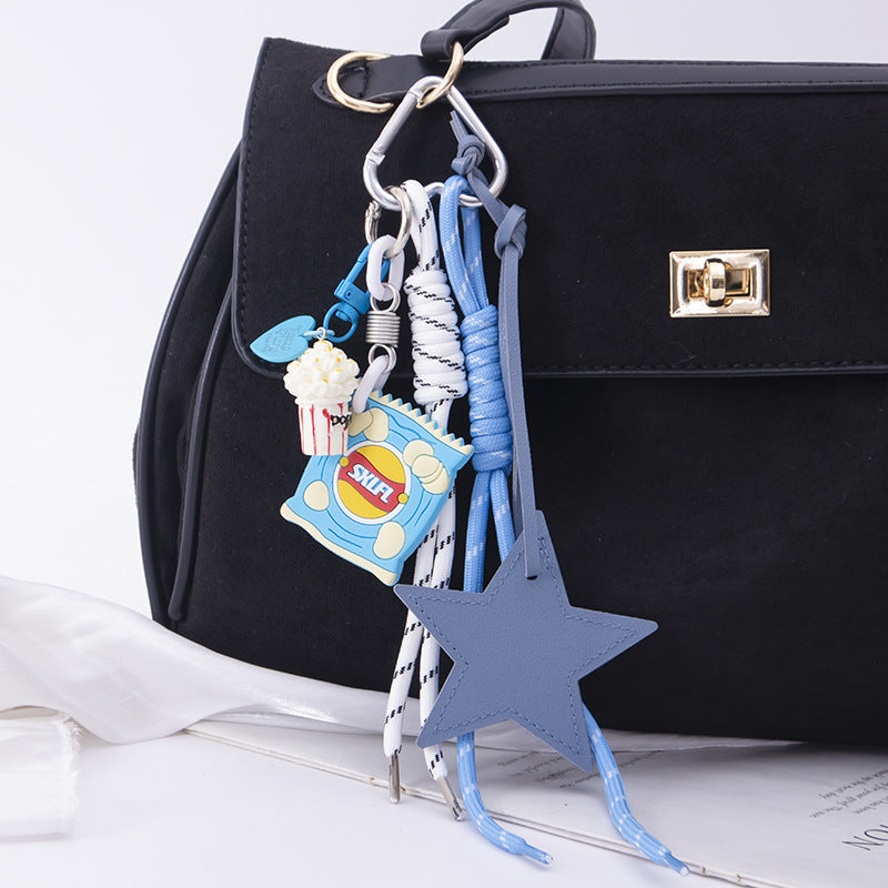 Wholesale Star Popcorn Potato Chips Bag DIY Keychain Pendant